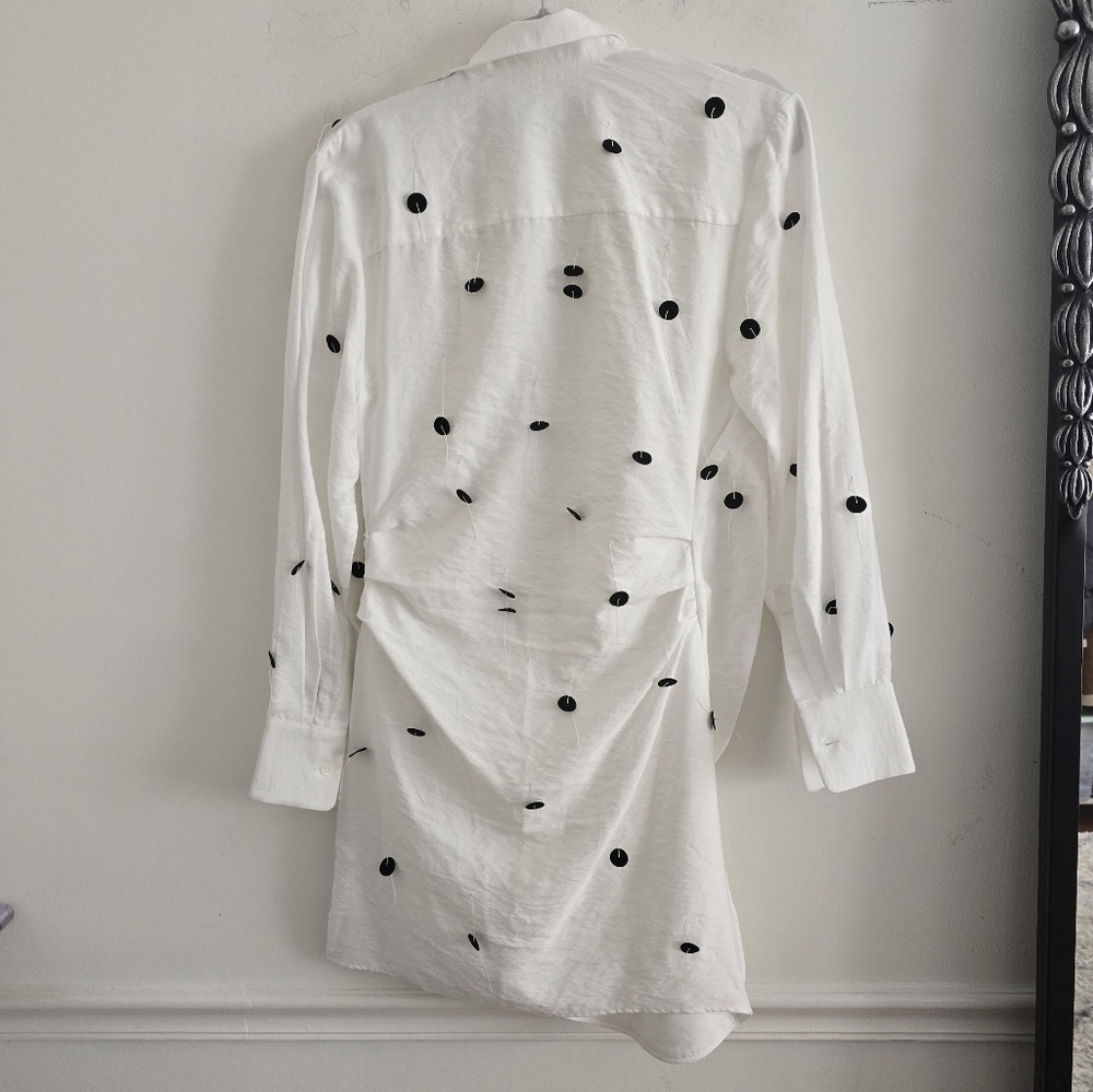 Jacquemus Bahia twist front polka dot embellished twill mini dress new - Picture 12 of 13